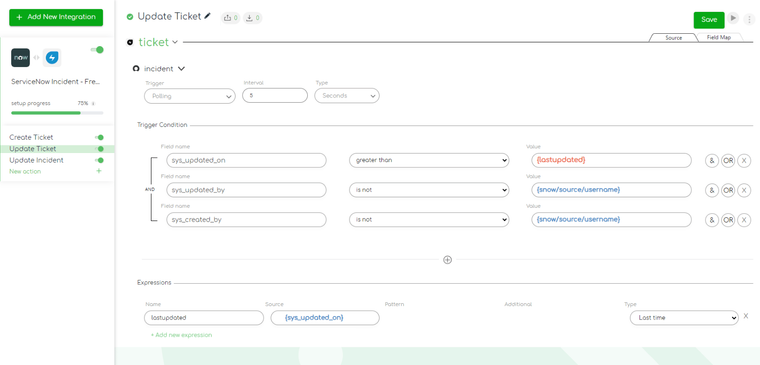 Freshservice to ServiceNow integration: Updating Freshservice ticket details