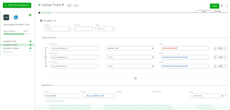 Freshservice to ServiceNow integration: Updating Freshservice ticket details