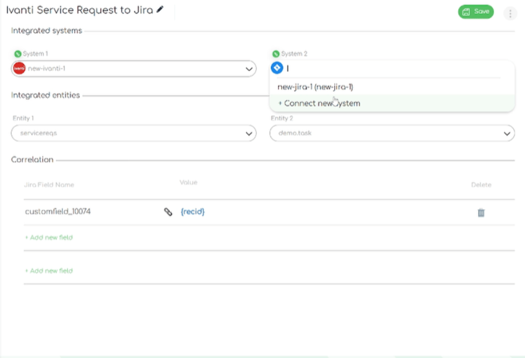 ZigiOps Ivanti Service Request to Jira integration template entities