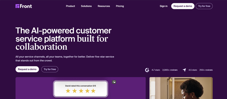 Front website screen
