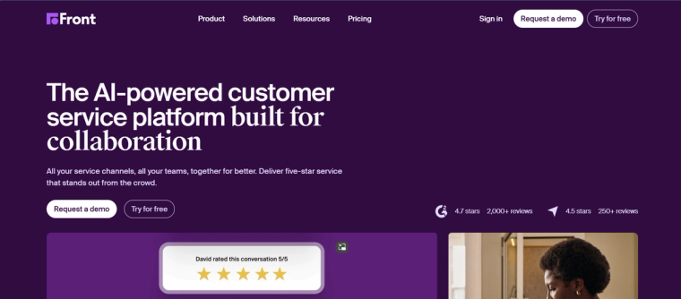 Front website screen