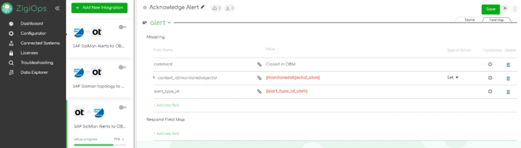 ZigiOps SAP Solution Manager OBM integration template - Alerts field mapping