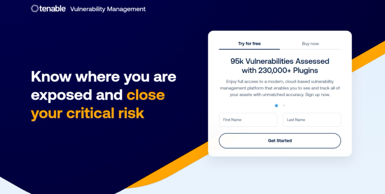 tenable landing page