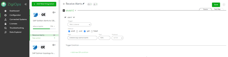 ZigiOps SAP Solution Manager OBM integration template: Receive alerts