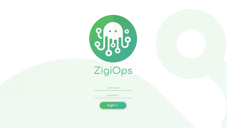 green and white canvas with a green octopus logo and some fields for credentials