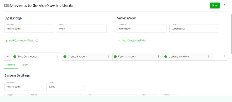 ZigOps OBM to ServiceNow integration template setup