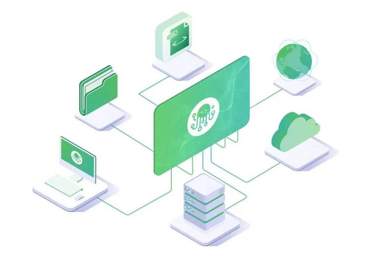 Multiple-cloud-network-files-computer-icons-isometric-view