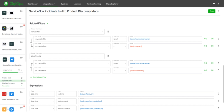 Jira Product Discovery to ServiceNow integration Update idea related filters fields (they are customizable per use case needs)