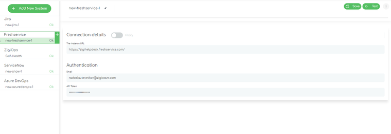 Freshservice to ServiceNow integration: Connecting to Freshservice instance details