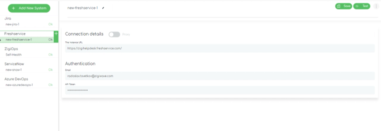 Freshservice to ServiceNow integration: Connecting to Freshservice instance details