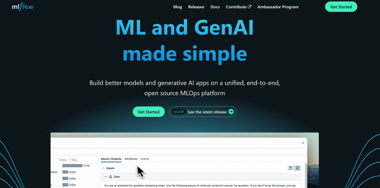 mlFlow landing apge