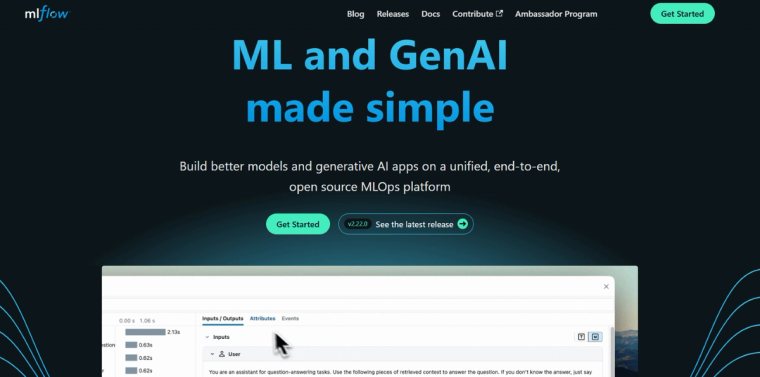 mlFlow landing apge
