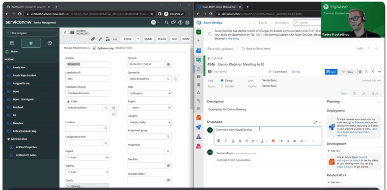 ZigiOps ServiceNow Azure DevOps integration: Azure DevOps work item description