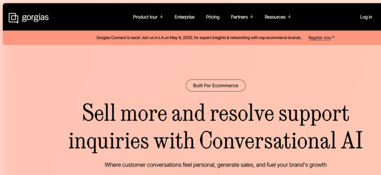 Gorgias landing page
