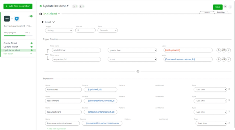 Freshservice to ServiceNow integration: Updating Freshservice incident