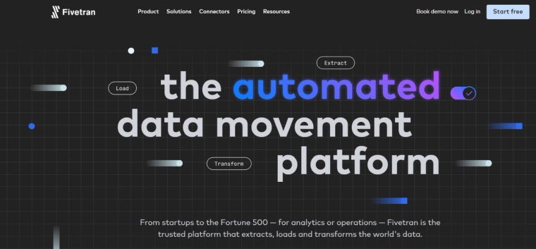 Fivetran front page screenshot