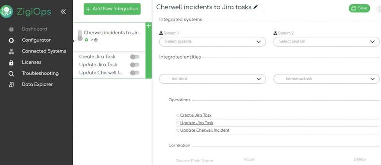 ZigiOps Jira Cherwell integration: Systems configuration