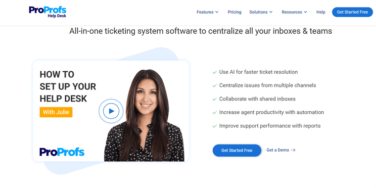 ProProfs Help Desk landing page
