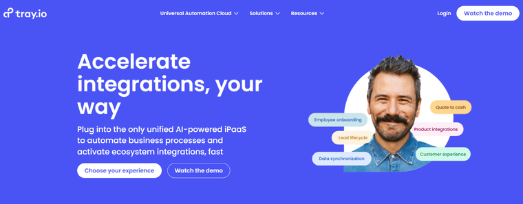 Tray.io front page screenshot