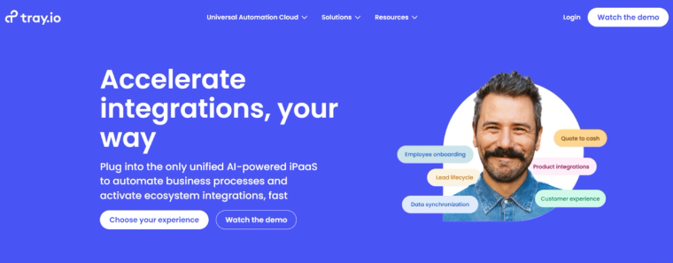 Tray.io front page screenshot