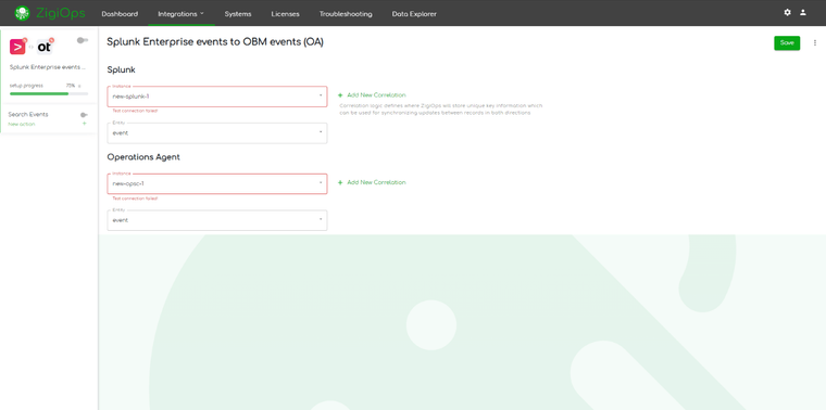 ZigiOps Splunk OpsBridge integration template details