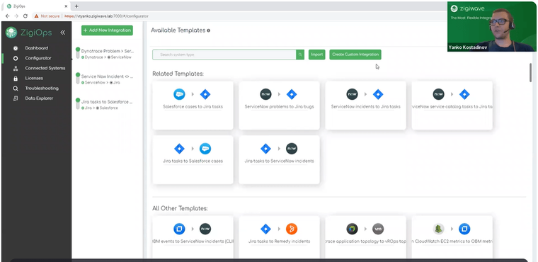 ZigiOps-integration-platform-available-templates-screen-shot