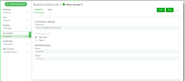 Connecting ZigiOps to ServcieNow instance dashboard