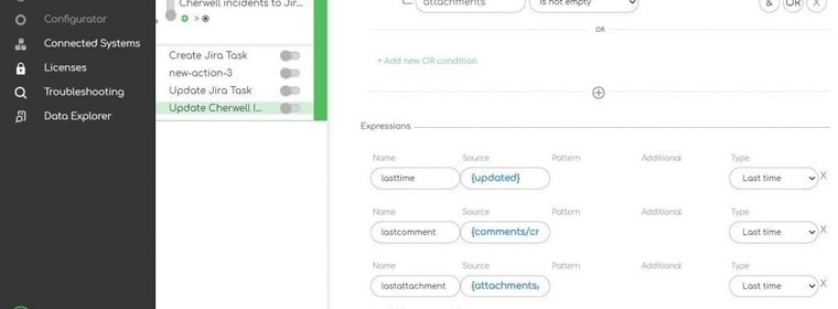 ZigiOps Jira Cherwell integration: Update Cherwell incident – expressions