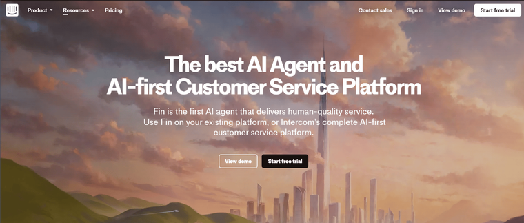 Intercom landing page
