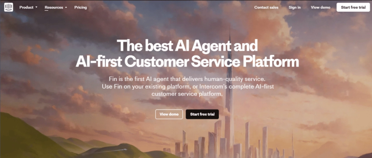 Intercom landing page