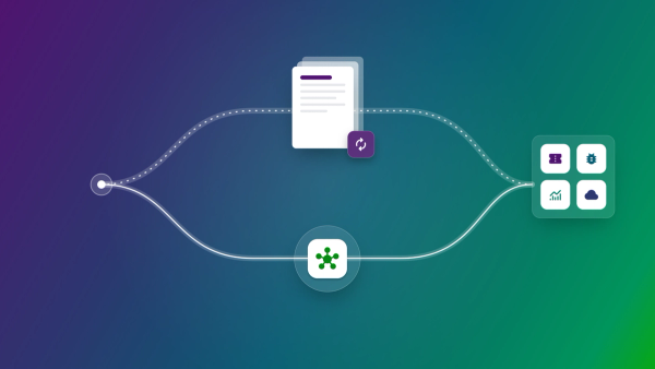 Two integration paths, a service contract and a no-code platform, converging on a hub of connected IT tools