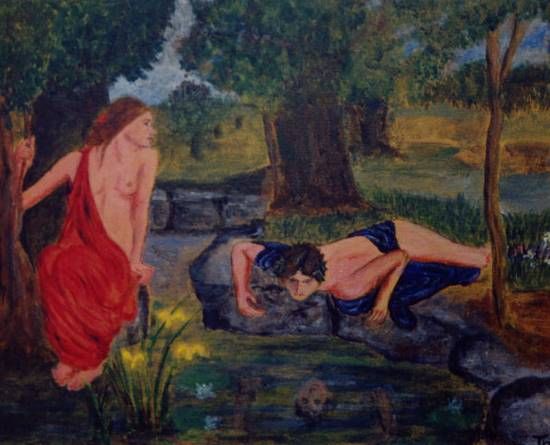 Narcissus and Echo Acryl on canvas: 30x40cm