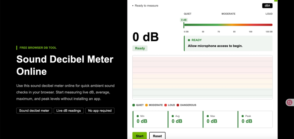 image of Sound Decibel Meter Online