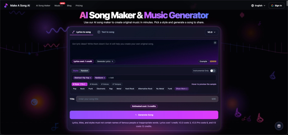 image of Make A Song AI