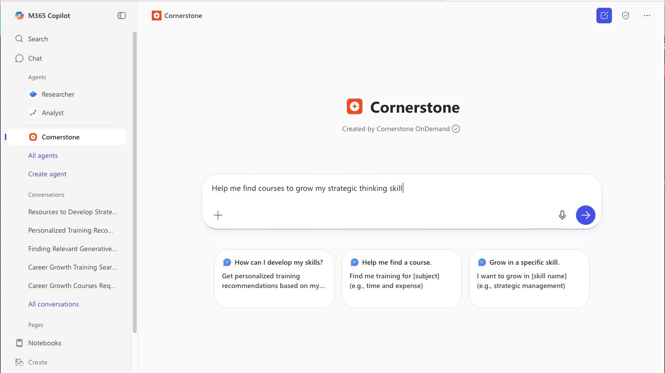 Screenshot of Cornerstone in Microsoft 365