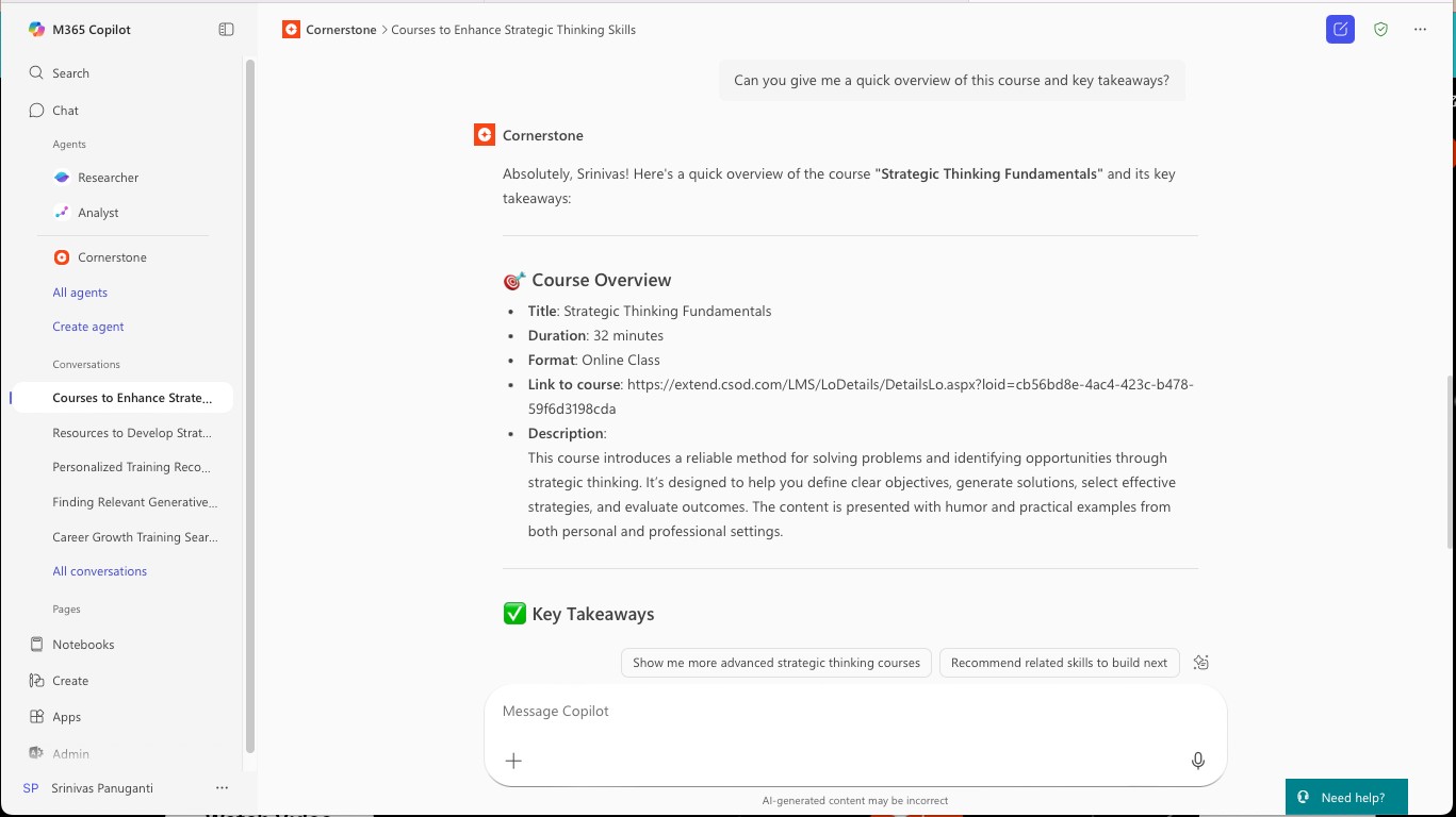 Summarized key learnings and takeaways from Cornerstone for Microsoft 365