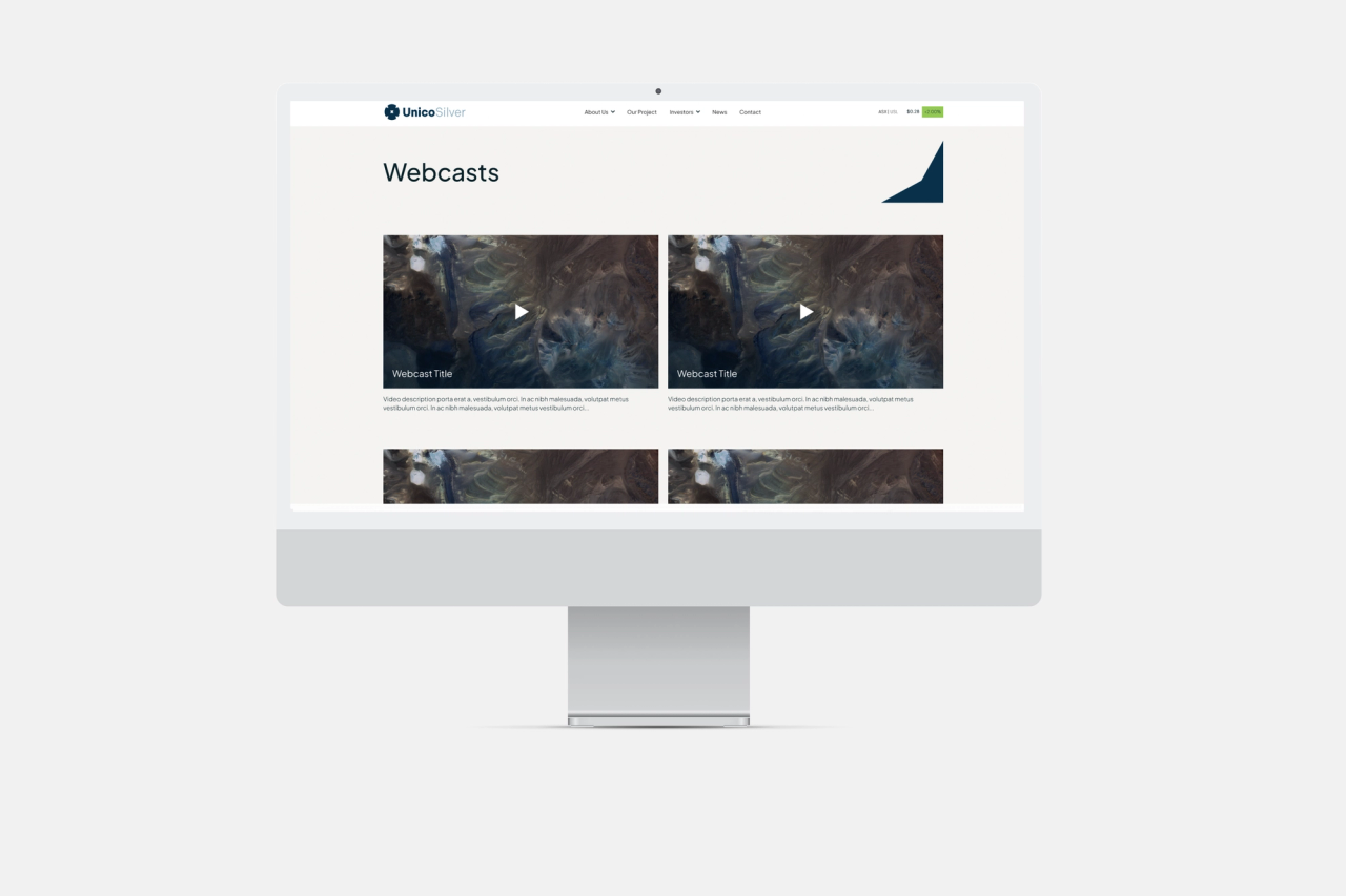 A modern corporate website for a mining company