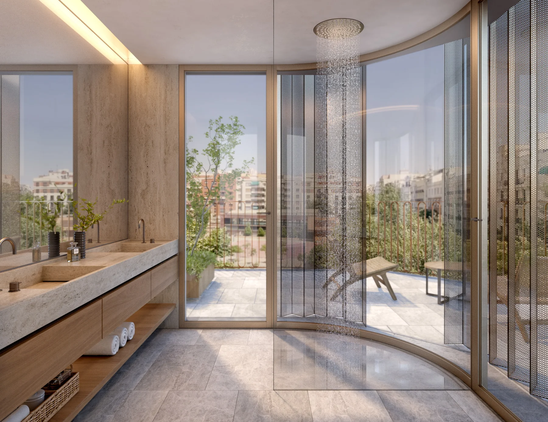Salón con cocina abierta