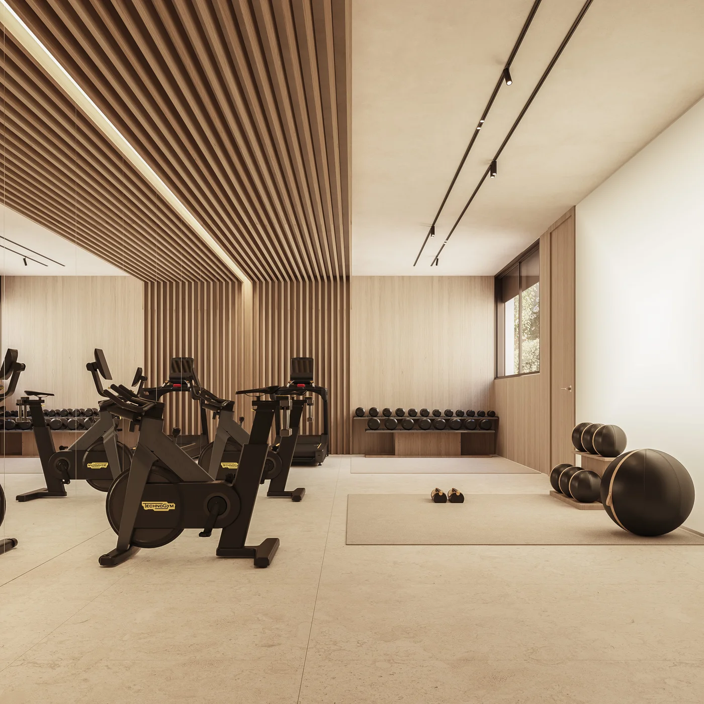 Gimnasio Technogym con luz natural