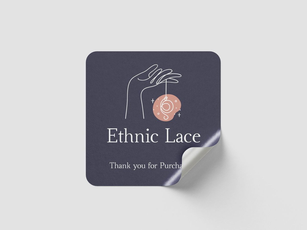 Square die-cut sticker with a rounded corner peeling up
