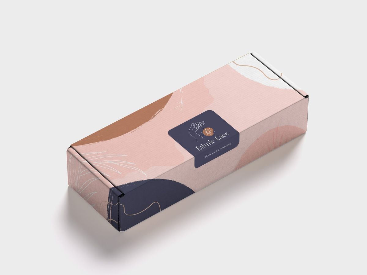 Custom printed packaging box with a branded sticker label