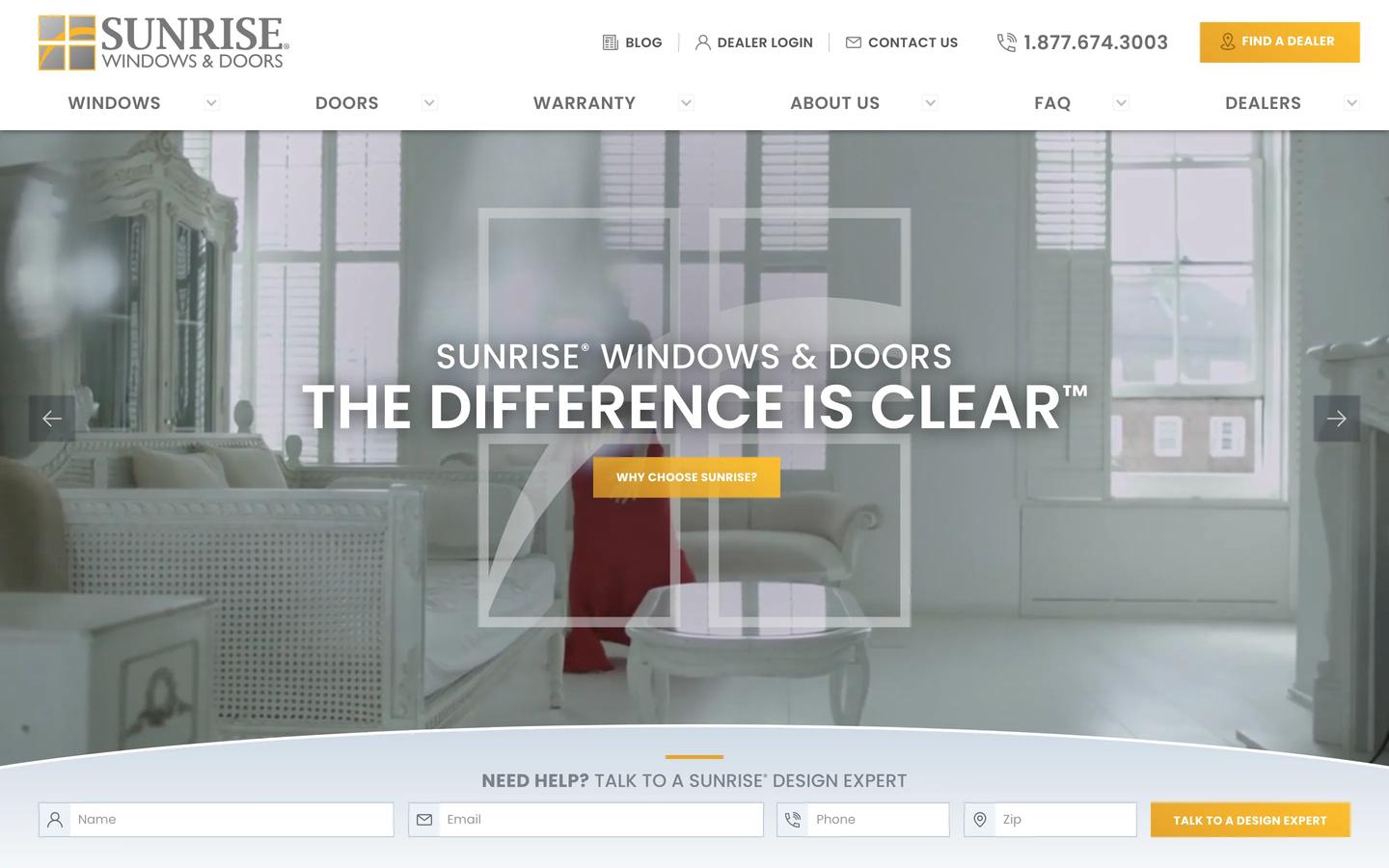 Sunrise Windows & Doors home desktop