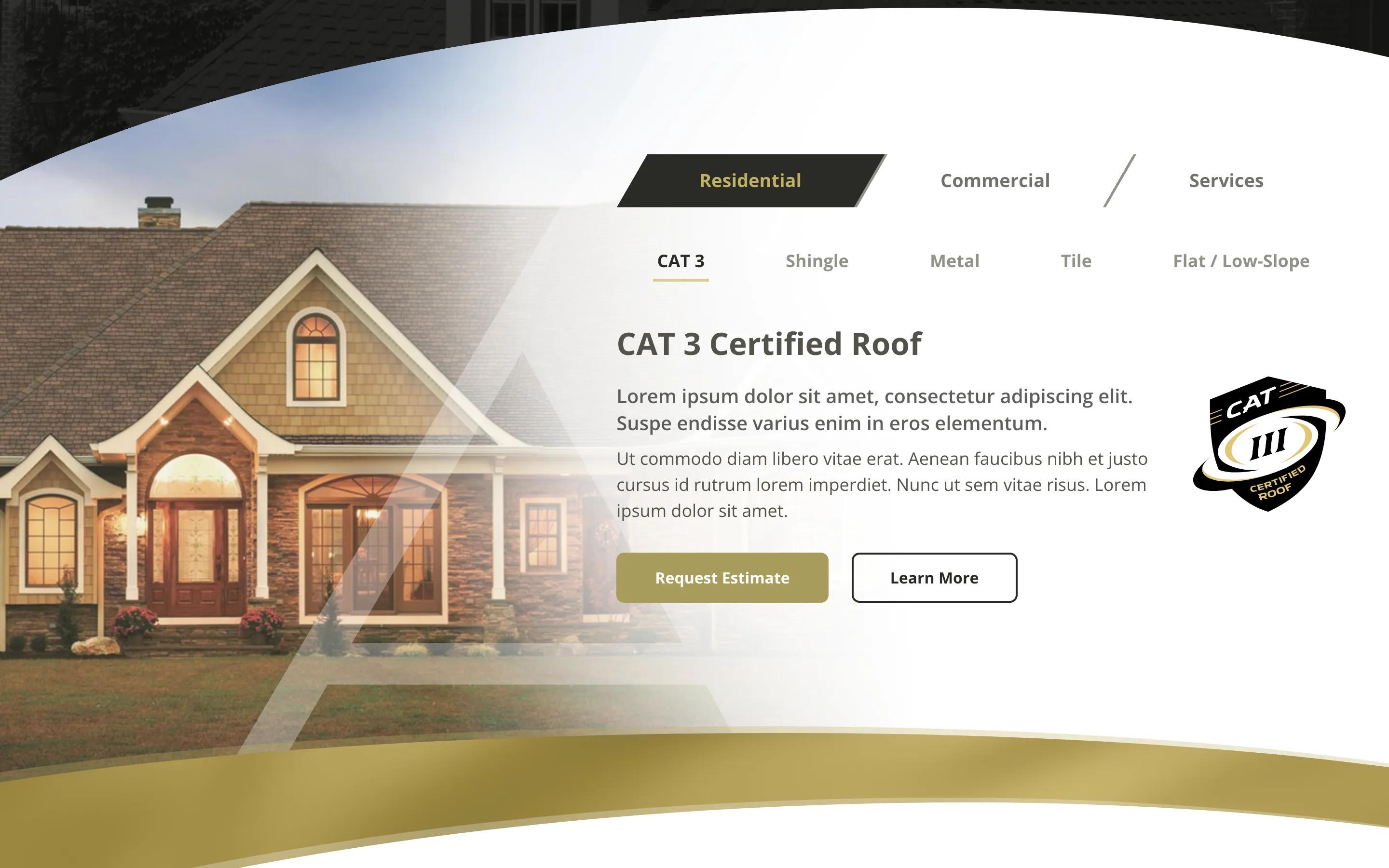 Arry's Roofing Services home desktop — CAT 3 Certified Roof