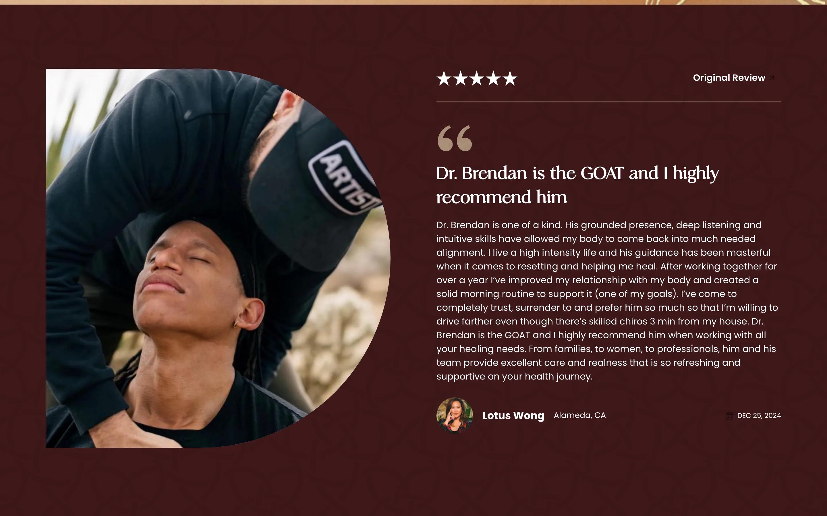 Anam Cara Chiropractic service category index desktop — Dr. Brendan is the GOAT and I highly rec