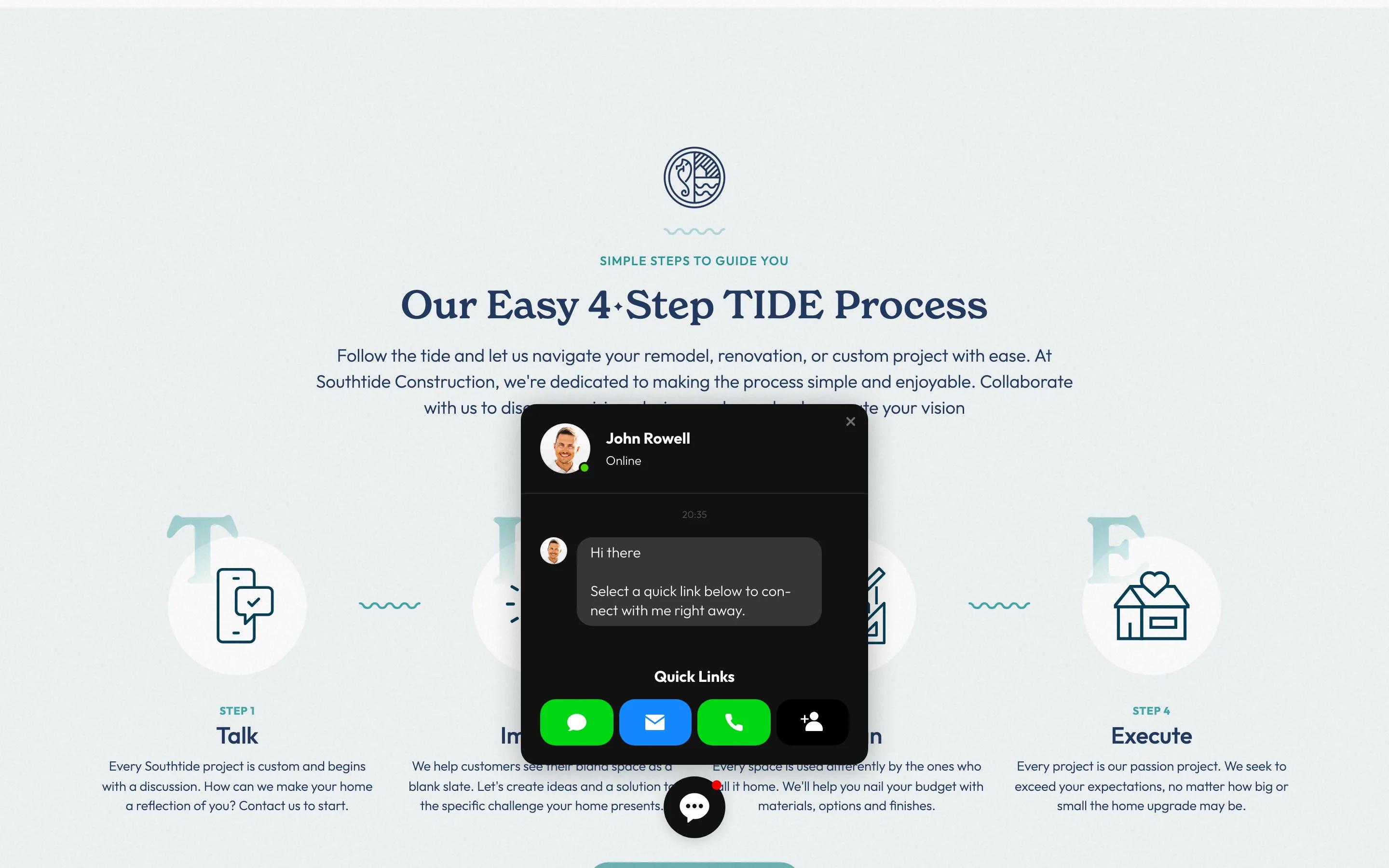 Southtide Construction home desktop — Our Easy 4✦Step TIDE Process