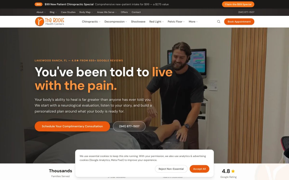 The Roots Health Centers website — homepage
