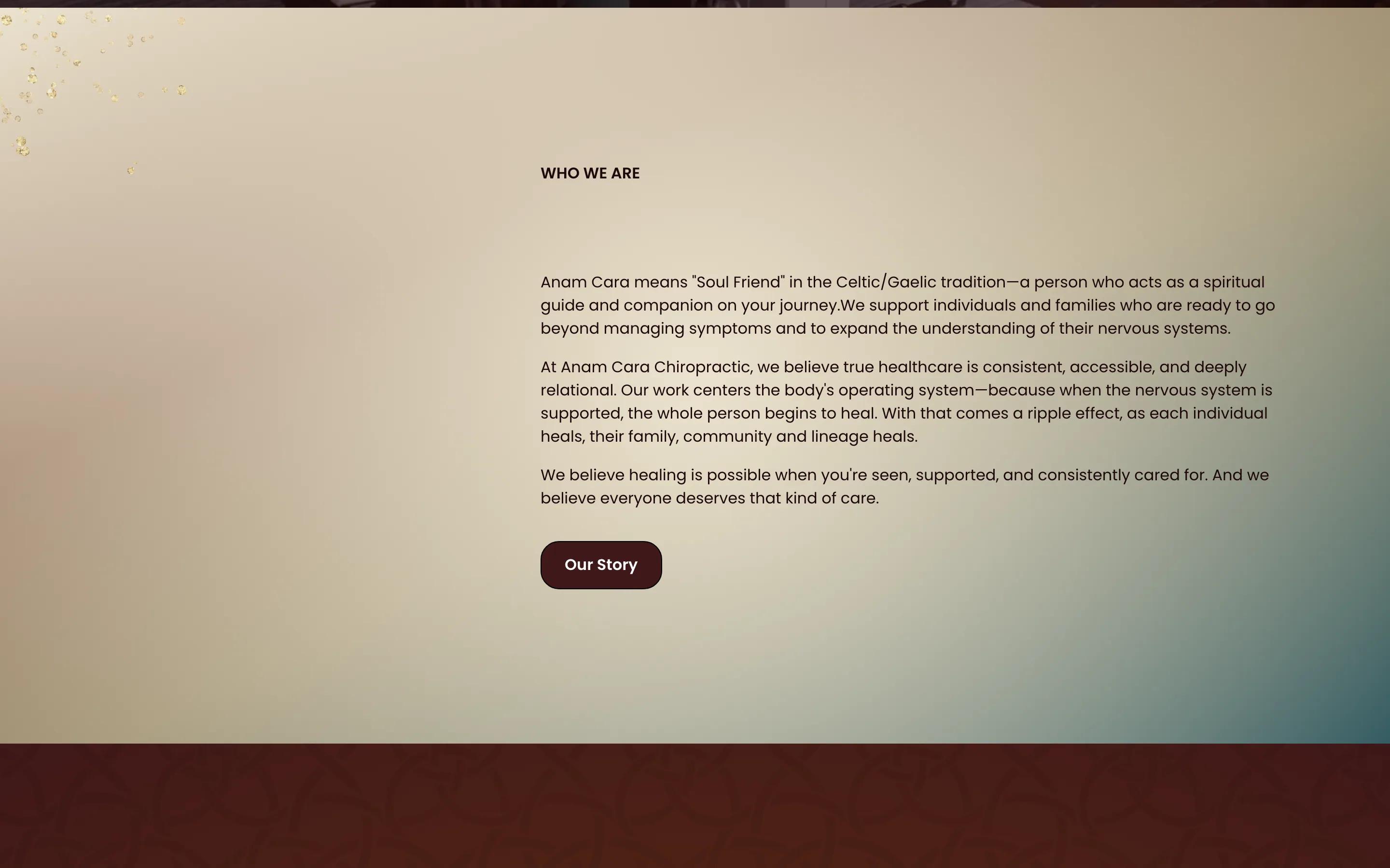 Anam Cara Chiropractic home desktop — Get to Know Anam Cara Chiropractic