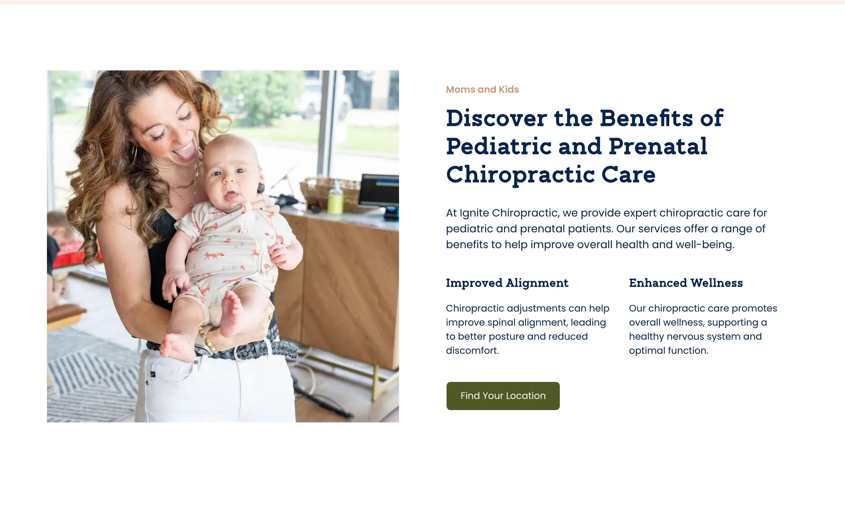 Ignite Chiropractic product service detail adult chiropractor desktop — Discover the Benefits of Pediatric and P