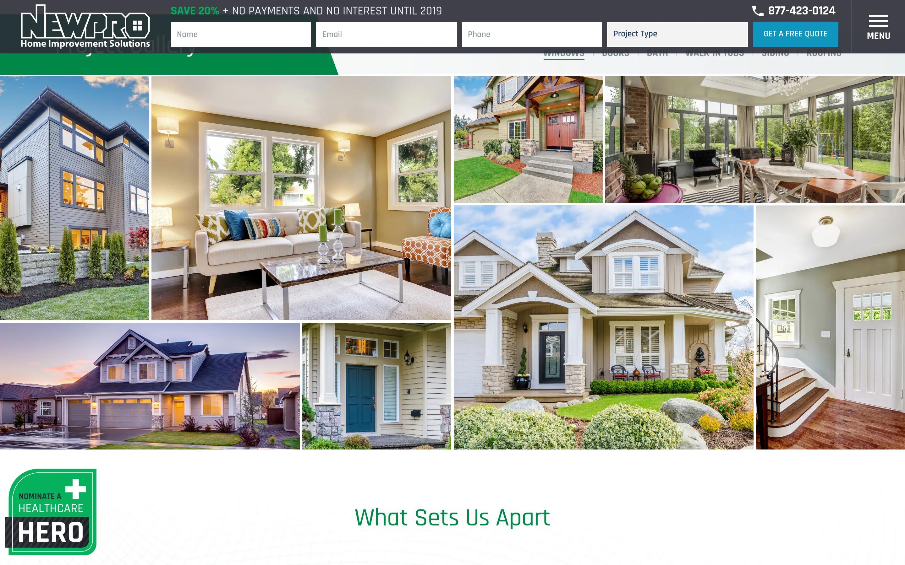NEWPRO Home Solutions (v1) home desktop — Project Gallery
