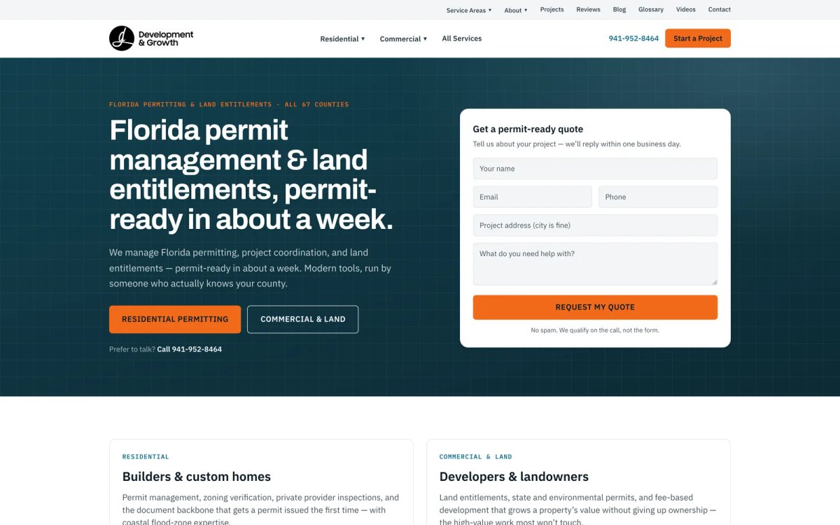 Development & Growth website — homepage